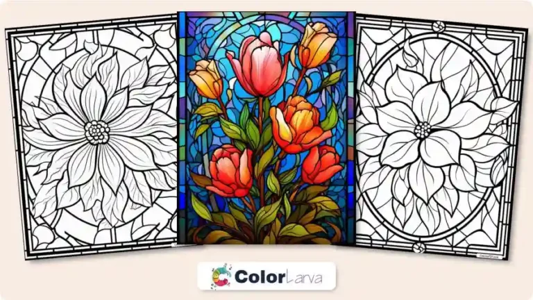 Floral Stained Glass - Adult Coloring Pages