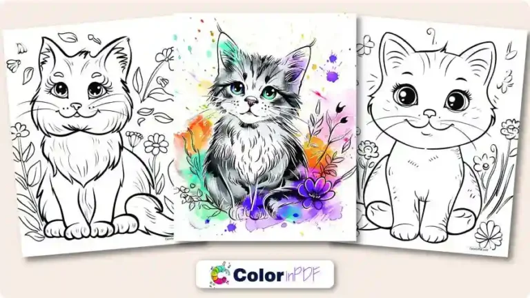 Kitty Cat Coloring Pages for Kids