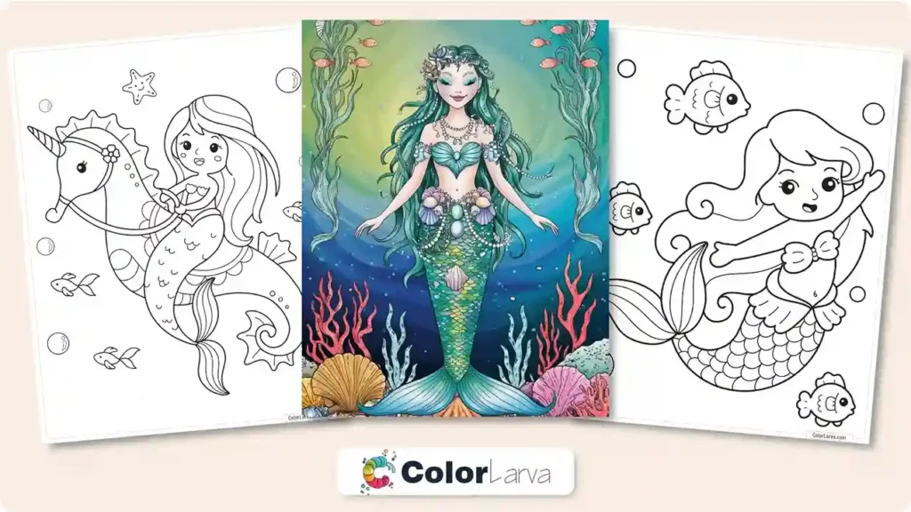 Mermaid Coloring Pages for Kids