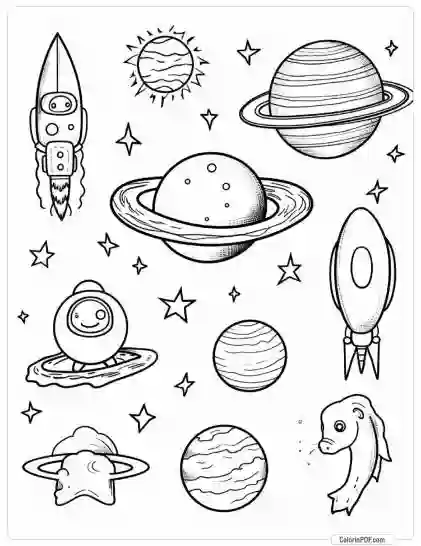 Space Coloring Pages for Kids